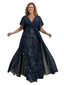 Formal V-neck Chiffon Mother of The Bride Dresses Evening Short Sleeveless With Train