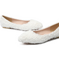 White Women's Wedding Shoes Floral Lace Pointed Toe Flat Bridal Shoes,H22