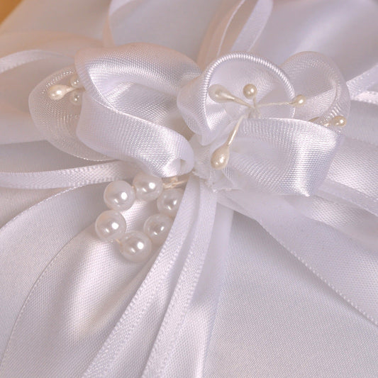 Pearl Bud Cross Bridal Ring Pillow Flower Ring Pillow
