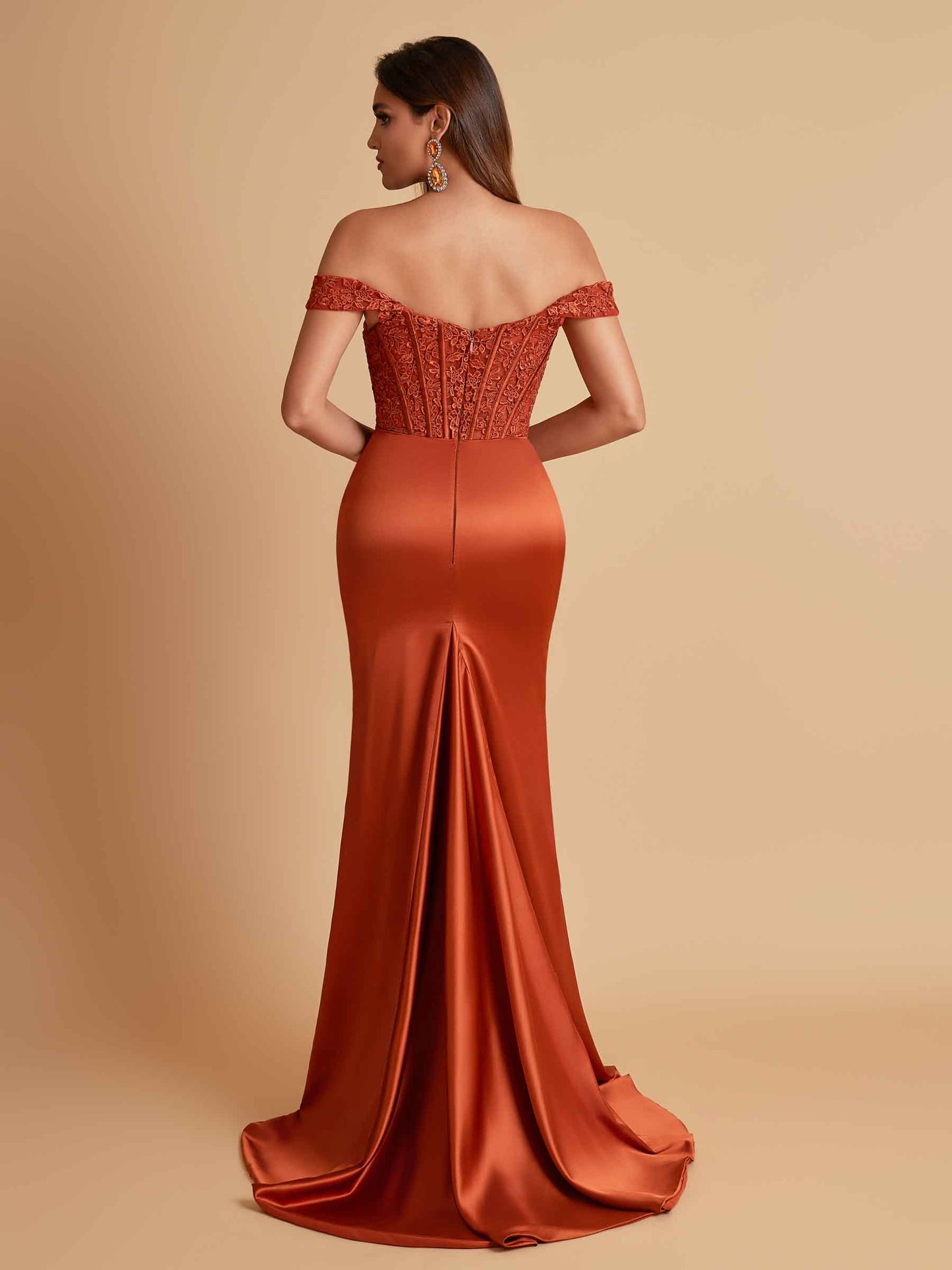 Sexy Soft Satin V-neck Off-the-shoulder Strapless Side-Slit Mermaid Bridesmaid Dresses