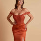 Sexy Soft Satin V-neck Off-the-shoulder Strapless Side-Slit Mermaid Bridesmaid Dresses