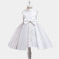 Flower Girls Dress Formal with Bow A-line Satin Lace Princess Gown for Wedding Kids Guest Dress