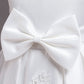 Flower Girls Dress Formal with Bow A-line Satin Lace Princess Gown for Wedding Kids Guest Dress
