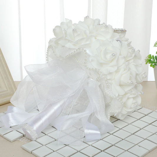 Wedding Flower For The Groom And Bride, Simulated Foam Rose Wedding Bouquet