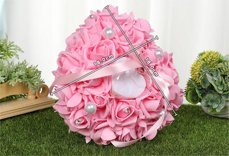 PE Foam Rose Flower Heart Shape Ring Pillow Wedding Ring Box