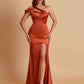 Elegant Soft Satin Sweetheart One Shoulder Side-Slit Mermaid Bridesmaid Dresses