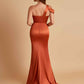 Elegant Soft Satin Sweetheart One Shoulder Side-Slit Mermaid Bridesmaid Dresses