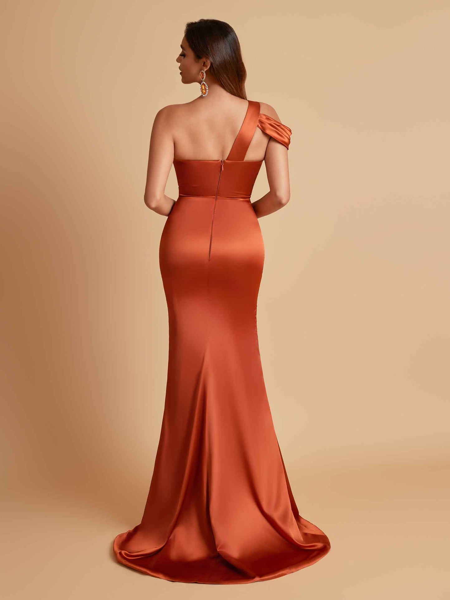 Elegant Soft Satin Sweetheart One Shoulder Side-Slit Mermaid Bridesmaid Dresses