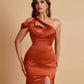 Elegant Soft Satin Sweetheart One Shoulder Side-Slit Mermaid Bridesmaid Dresses