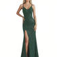 Shiny V-neck Mermaid Glitter Jersey Maxi Formal Dresses For Women Side Slit Spaghetti Straps
