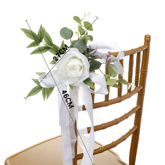 European Outdoor Forest Artificial Flowers Decoration Wedding Party Decorative Chair Back Flowers