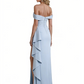 Sexy V-Neck Off The Shoulder Silky Satin Side Slit Mermaid Long Formal Evening Dresses