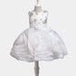 Flower Girls Dress Formal with Roses and Bow A-line Tulle Princess Gown for Wedding