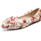 Women's Wedding Shoes Floral Lace Pointed Toe Flat Bridal Shoes,H24
