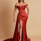 Sexy Soft Satin Sweetheart Off-the-shoulder Strapless Side-Slit Mermaid Bridesmaid Dresses
