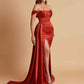 Sexy Soft Satin Sweetheart Off-the-shoulder Strapless Side-Slit Mermaid Bridesmaid Dresses