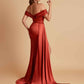 Sexy Soft Satin Sweetheart Off-the-shoulder Strapless Side-Slit Mermaid Bridesmaid Dresses