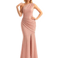 Sexy One Shoulder Mermaid Glitter Jersey Maxi Formal Evening Dresses For Women With Side Slit