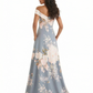 Trendy Off Shoulder A-Line Long Floral Satin Women Formal Evening Dresses