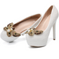 Women's Wedding Shoes Thin High Heels Pearls Bow Bridal Shoes,H25