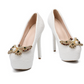 Women's Wedding Shoes Thin High Heels Pearls Bow Bridal Shoes,H25