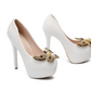 Women's Wedding Shoes Thin High Heels Pearls Bow Bridal Shoes,H25