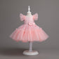 Flower Girls Dress Formal with Bow Sequin & Feathers A-line Tulle Princess Gown for Wedding