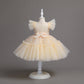 Flower Girls Dress Formal with Bow Sequin & Feathers A-line Tulle Princess Gown for Wedding
