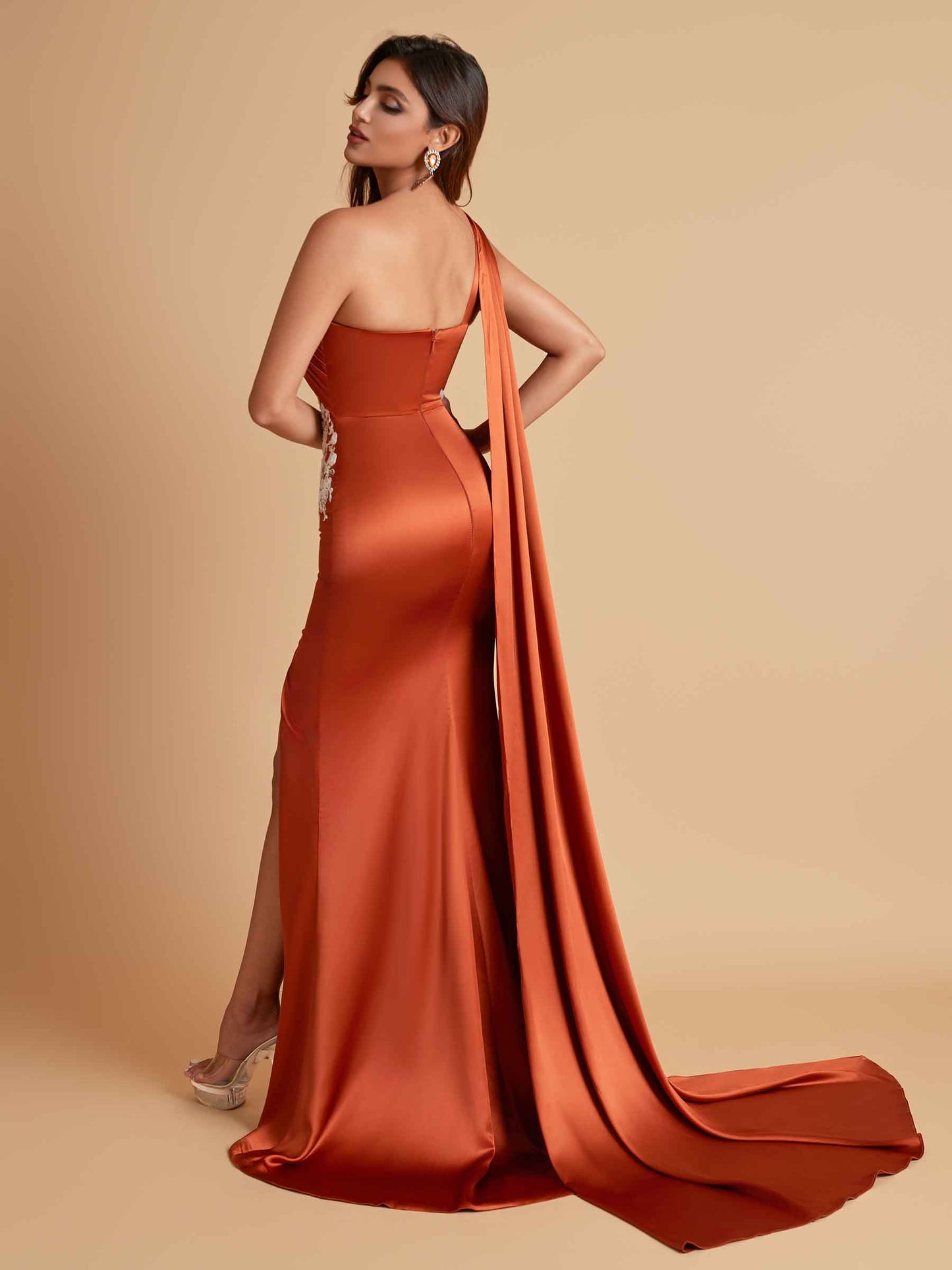 Elegant Soft Satin Sweetheart One Shoulder Side-Slit Mermaid Bridesmaid Dresses
