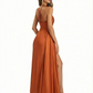 Sexy Halter Silky Satin Side Slit Mermaid Ruched Long Formal Evening Dresses