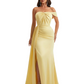 Modern One Shoulder Ruched Mermaid Silky Satin Maxi Formal Dresses Side Slit
