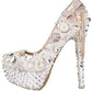 Women's Wedding Shoes Luxury Rhinestone Pearls High Heel Decorative Heel Bridal Shoes,H27
