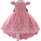 Flower Girls Dress Formal Lace Top with Bow A-line Princess Gown for Wedding Kids Tutu Dresses