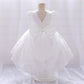 Flower Girls Dress Formal Lace Top with Bow A-line Princess Gown for Wedding Kids Tutu Dresses