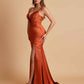 Sexy Soft Satin V-neck Spaghetti Strap Side-Slit Mermaid Bridesmaid Dresses