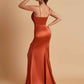 Sexy Soft Satin V-neck Spaghetti Strap Side-Slit Mermaid Bridesmaid Dresses