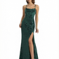 Elegant Floral Burnout Velvet Long Formal Evening Gown Dresses Spaghetti Straps Slit