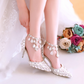 Women's Wedding Shoes Pointed Toe Crystal High Heel Decorative Heel Bridal Shoes,H29