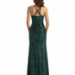 Elegant Floral Burnout Velvet Long Formal Evening Gown Dresses Spaghetti Straps Slit