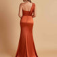 Elegant Soft Satin One Shoulder Strapless Side-Slit Mermaid Bridesmaid Dresses