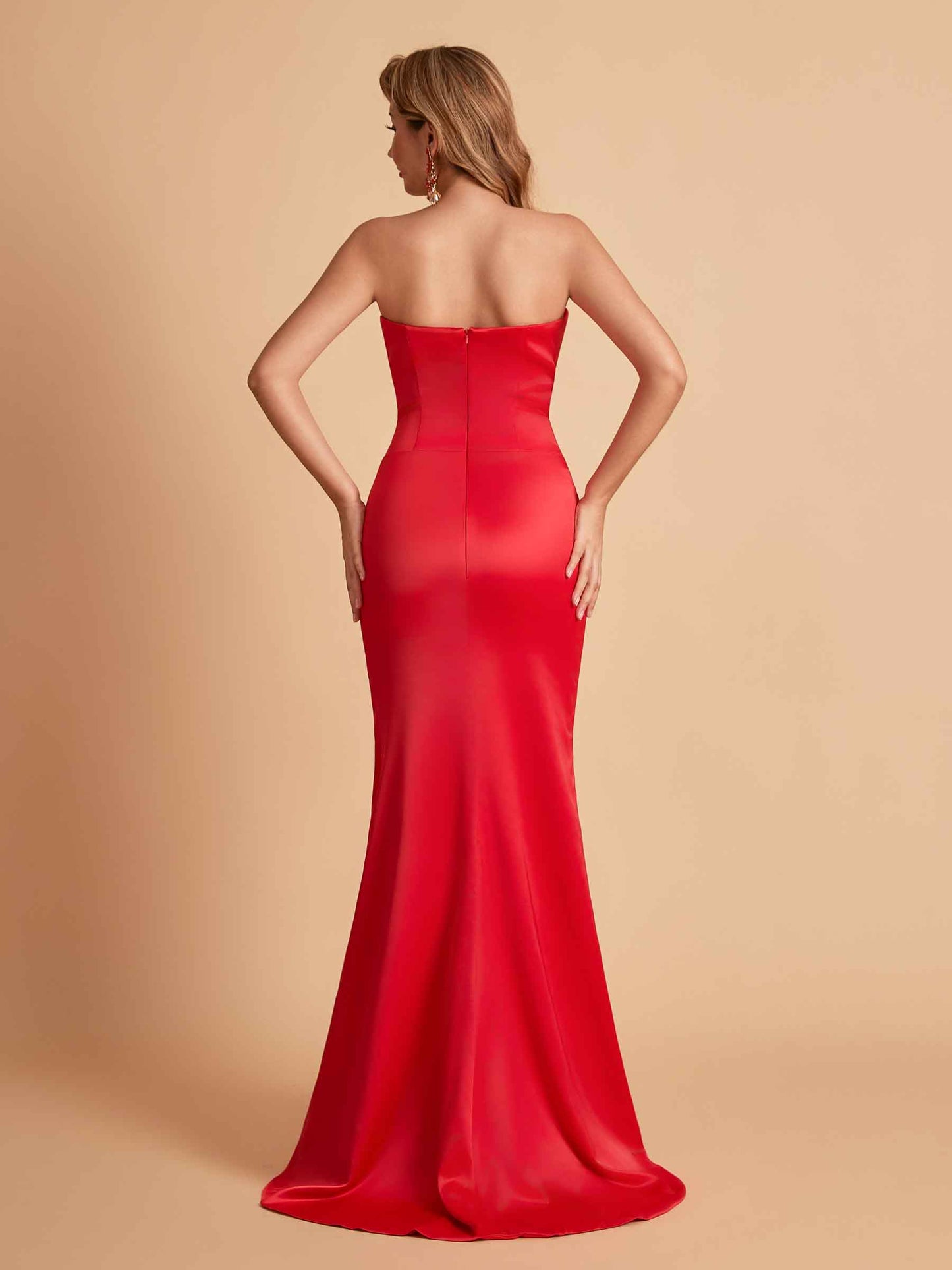 Sexy Satin Sweetheart Side Slit Mermaid Floor Length Bridesmaid Dresses