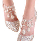 Women's Wedding Shoes Pointed Toe Crystal High Heel Decorative Heel Bridal Shoes,H29