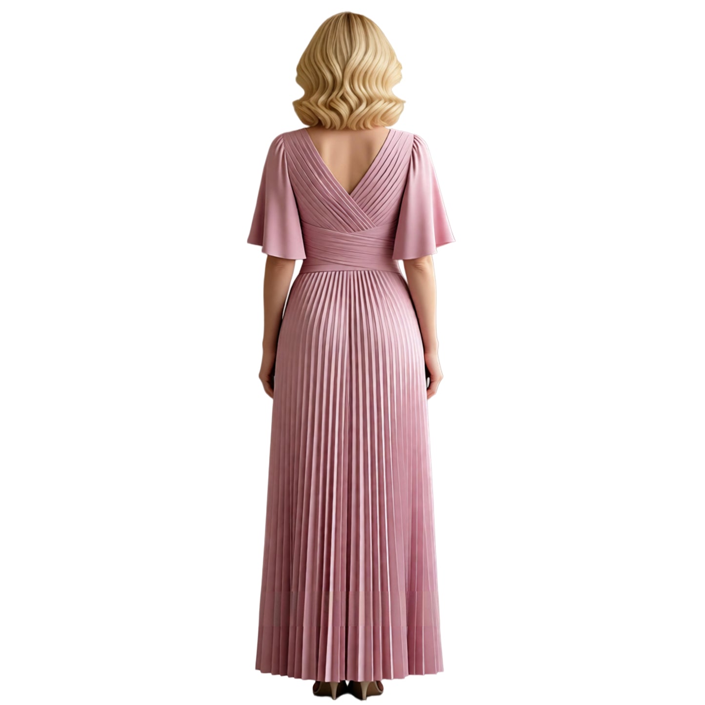 Elegant Blush Grandmother of the Bride Dresses V-neck Wedding Party Gowns for Moms