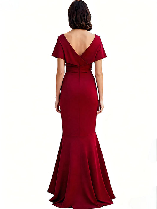 Satin Mermaid Mother of The Bride Dresses Long Formal Evening Dresses