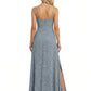 Elegant Jewel Spaghetti Straps Floral Burnout Chiffon Sheath Formal Evening Dresses