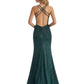 Shiny Spaghetti Straps V-Neck Mermaid Glitter Jersey Long Formal Dresses For Women