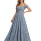Elegant Cold Shoulder Floral Burnout Chiffon A-Line Formal Evening Dresses