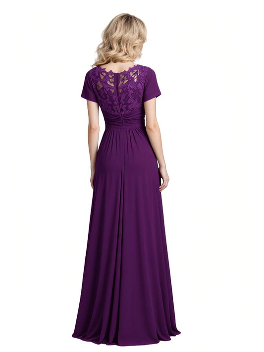 Long  Elegant Mother of The Bride Dress Evening Formal Gowns Lace Detachable Train