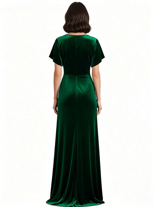 Slit Velvet Mother of The Bride Dresses Long Formal Bridesmaid Dresses For Mother