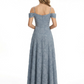 Elegant Cold Shoulder Floral Burnout Chiffon A-Line Formal Evening Dresses